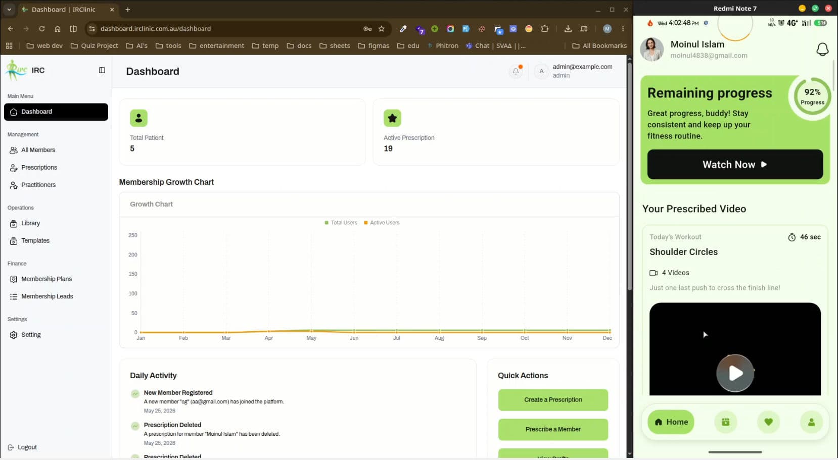 IRCLINIC – Therapy Clinic Management & Video Prescription Platform